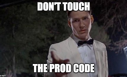 "No Prod Code Rule", by Jan Wedel, https://imgflip.com/ license No Prod Code Rule